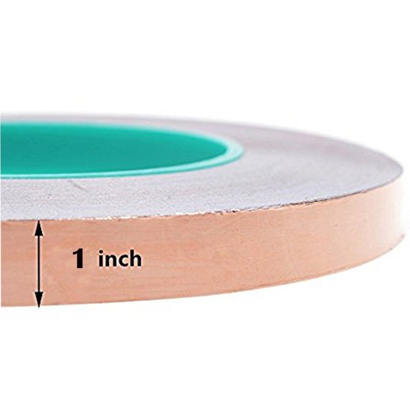 Zehhe Copper Foil Tape with Double-Sided Conductive (1inch X 21.8yards)- EMI Shielding,Stained Glass,Soldering,Electrical Repairs,Slug Repellent,Paper Circuits,Grounding (1inch) - Image 2